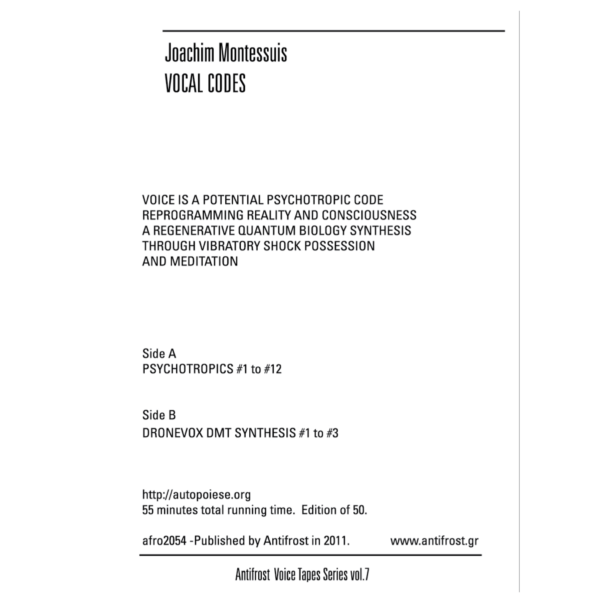 Joachim Montessuis – Vocal codes